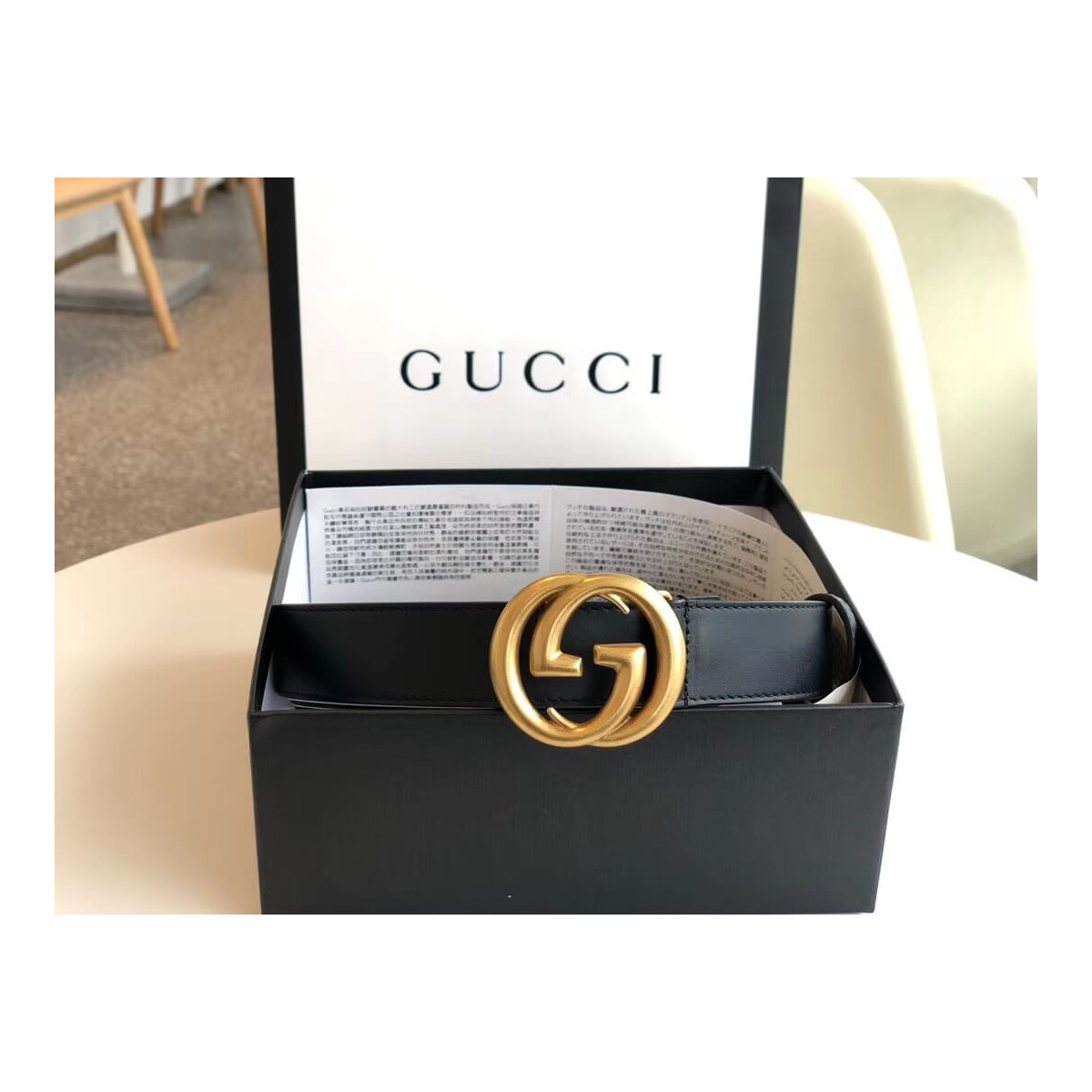 Gucci 30mm Leather Belt With Double G Buckle 414516