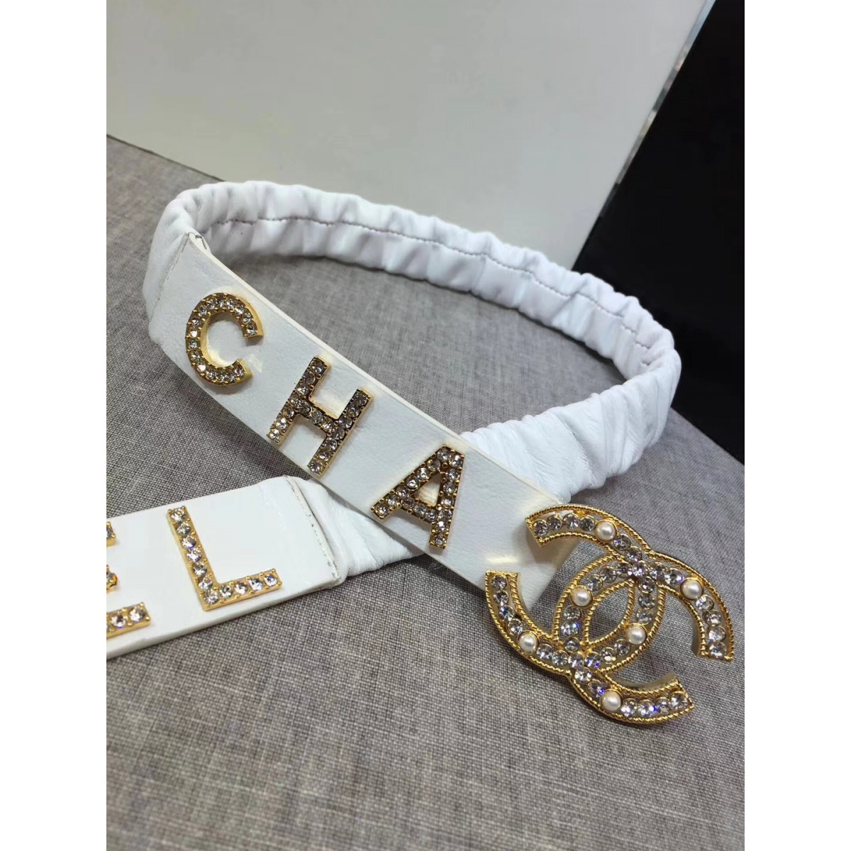 Chanel Lambskin &amp; Gold-Tone Metal Belt 94306