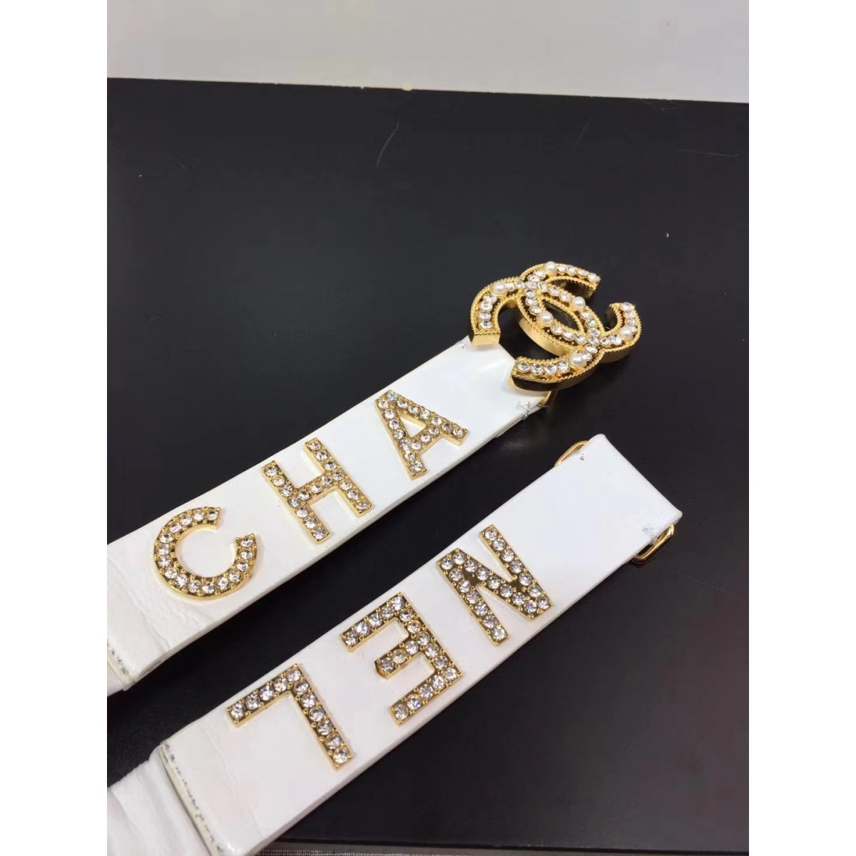 Chanel Lambskin &amp; Gold-Tone Metal Belt 94306