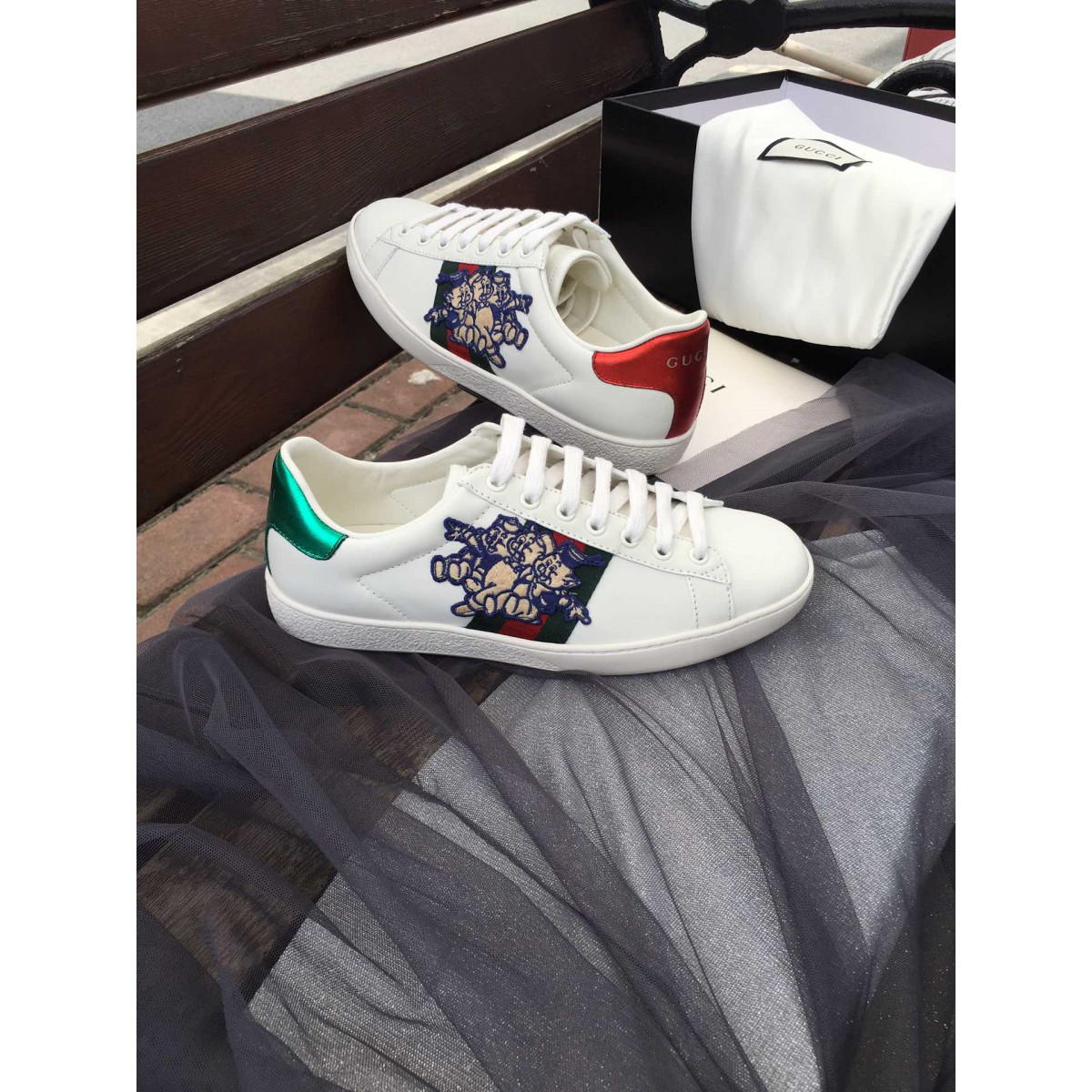 Gucci Ace Sneaker with Three Little Pigs 553385