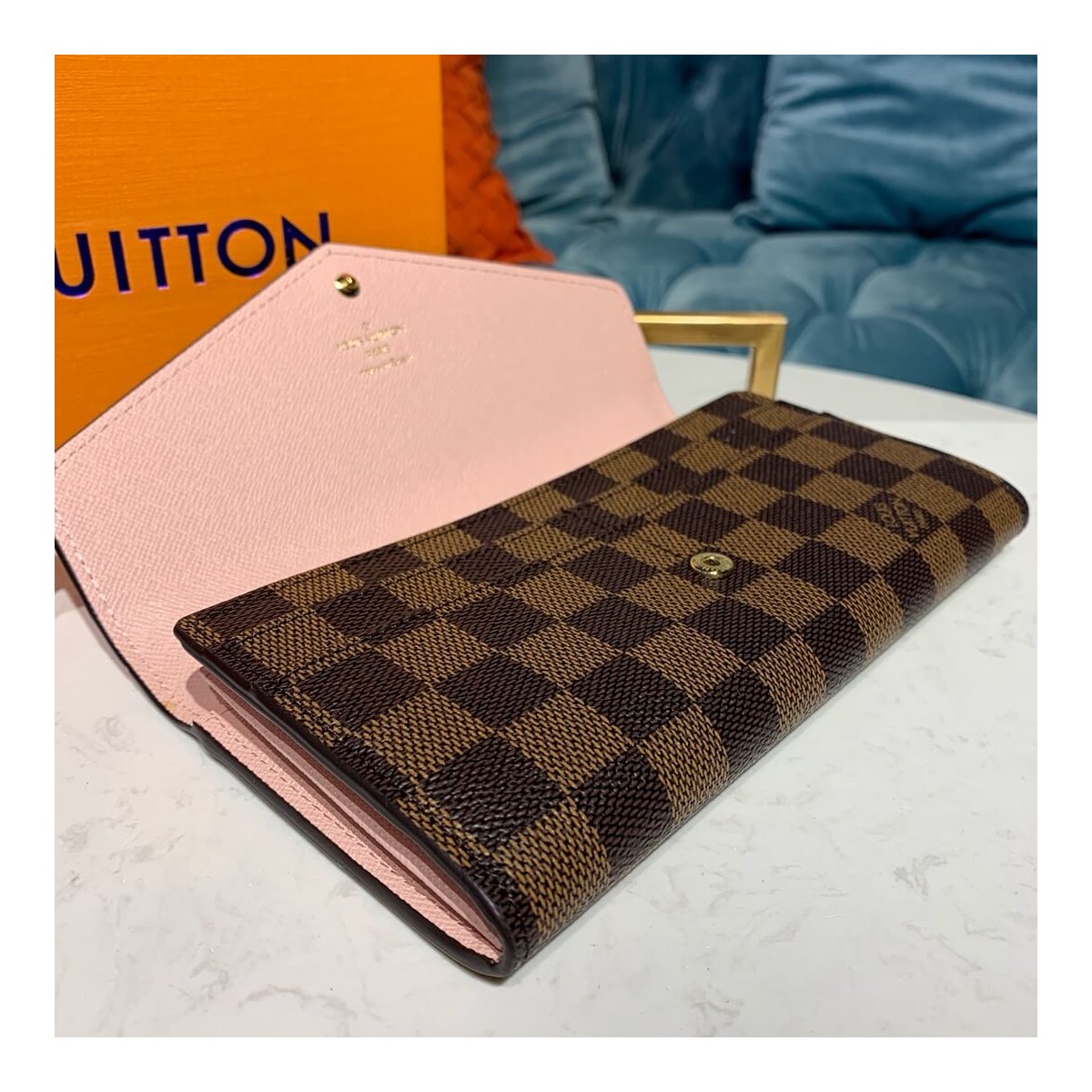 Louis Vuitton Damier Ebene Sarah Wallet N63209