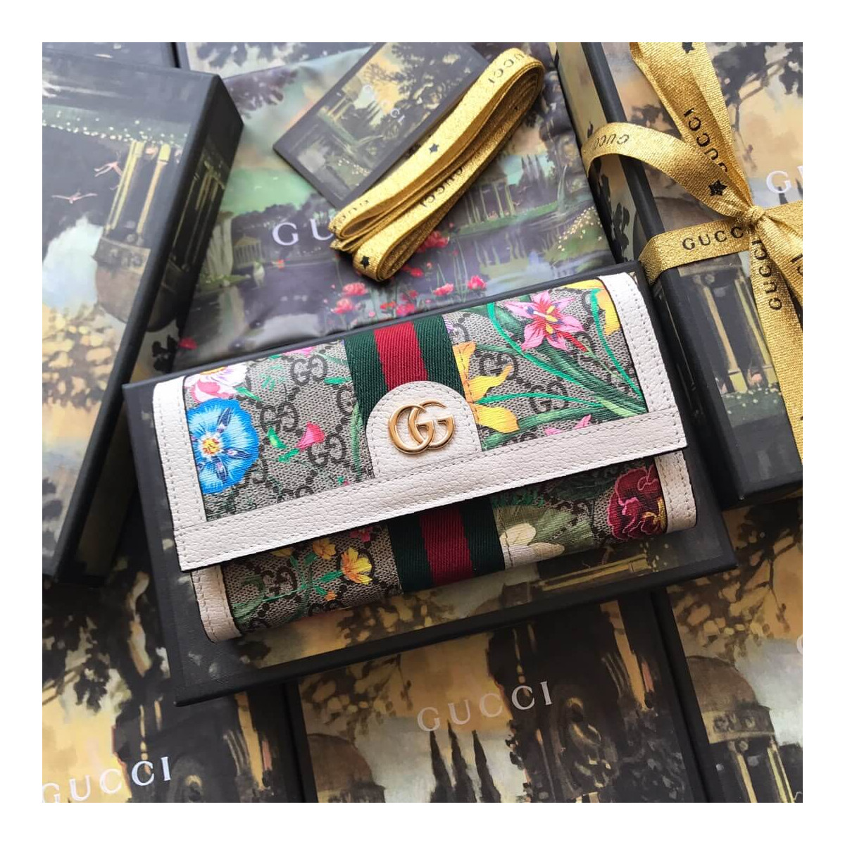 Gucci Ophidia GG Flora Continental Wallet 523153