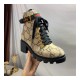 Gucci Trip GG Wool Combat Boots 583349 Beige