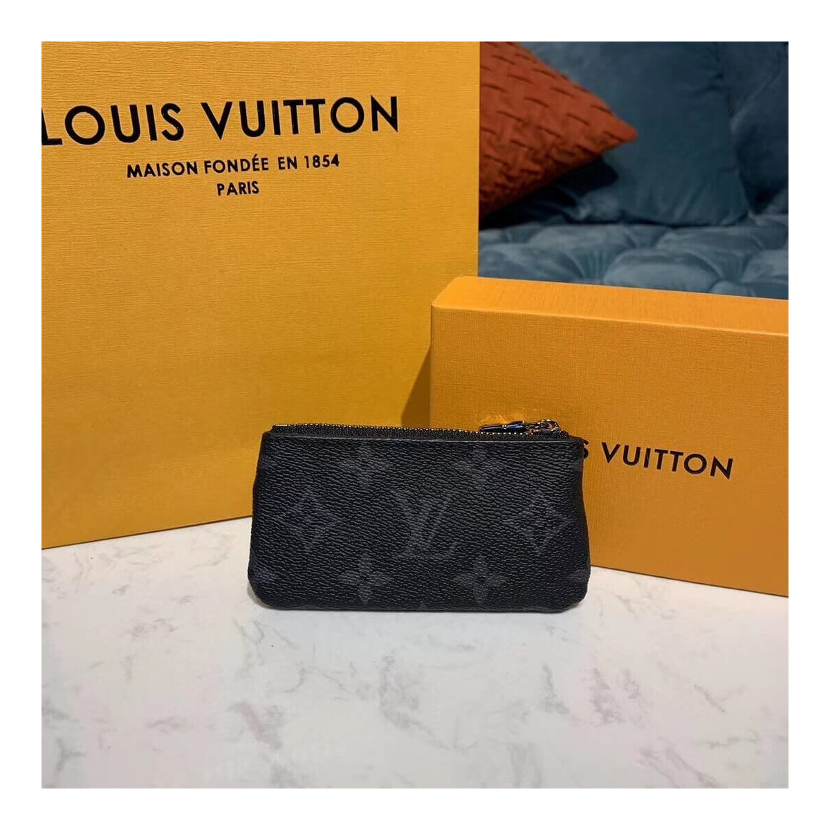 Louis Vuitton Monogram Eclipse Key Pouch M62650