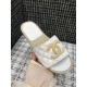 Chanel CC Quilted Mules G35604 White/Apricot