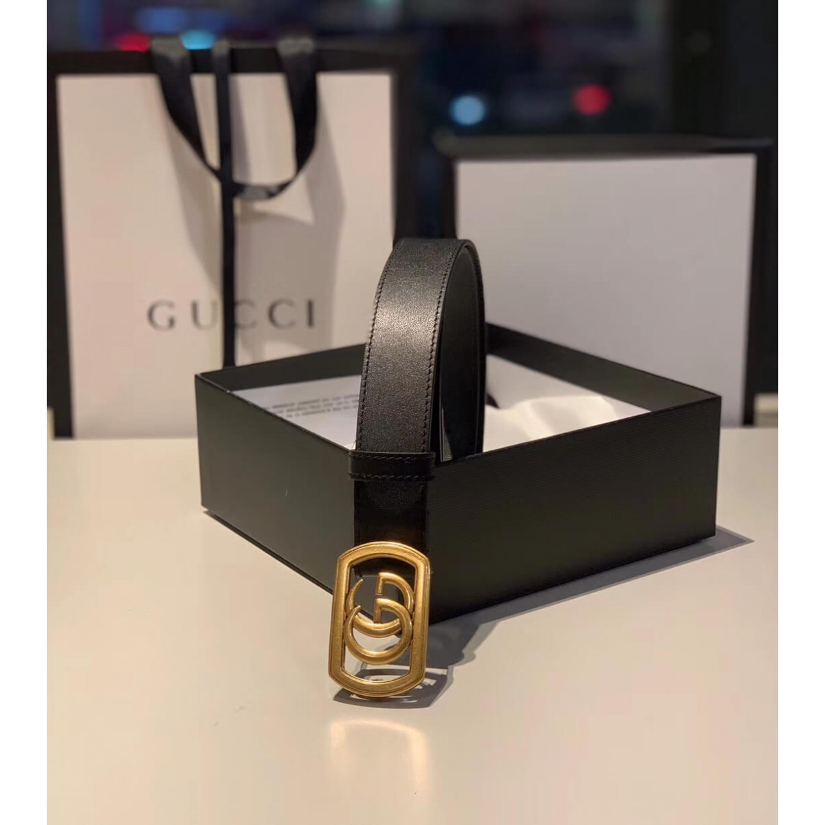 Gucci Belt With Framed Double G Buckle 575587