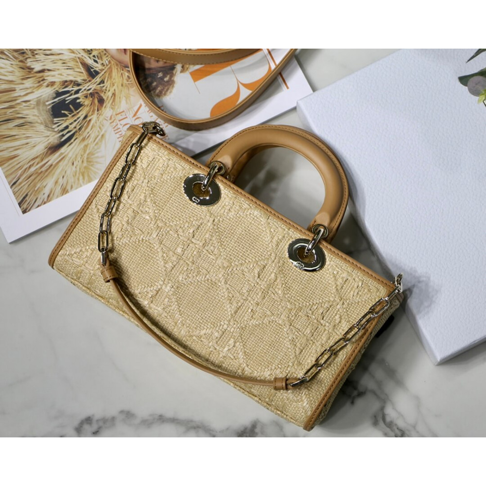 Christian Dior Lady D-Joy Bag Natural Cannage Raffia M05400