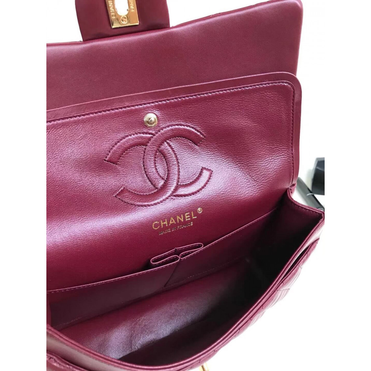 Chanel 1112 Burgundy Medium Size 2.55 Lambskin Leather Flap Bag