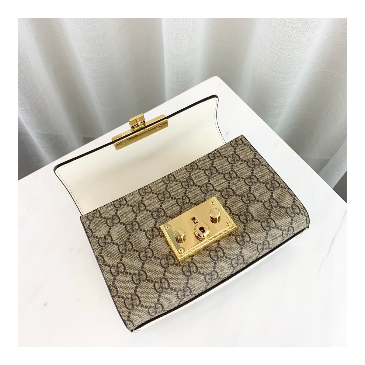 Gucci Padlock Studded GG Supreme Shoulder Bag 432182