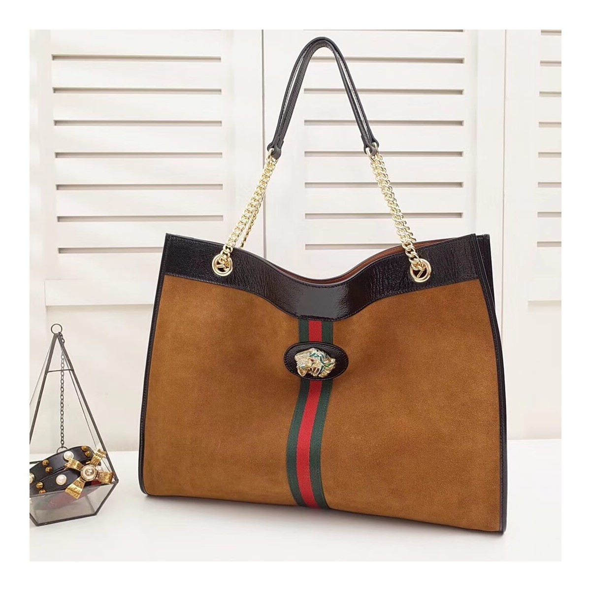 Gucci Suede Rajah Large Tote 537219