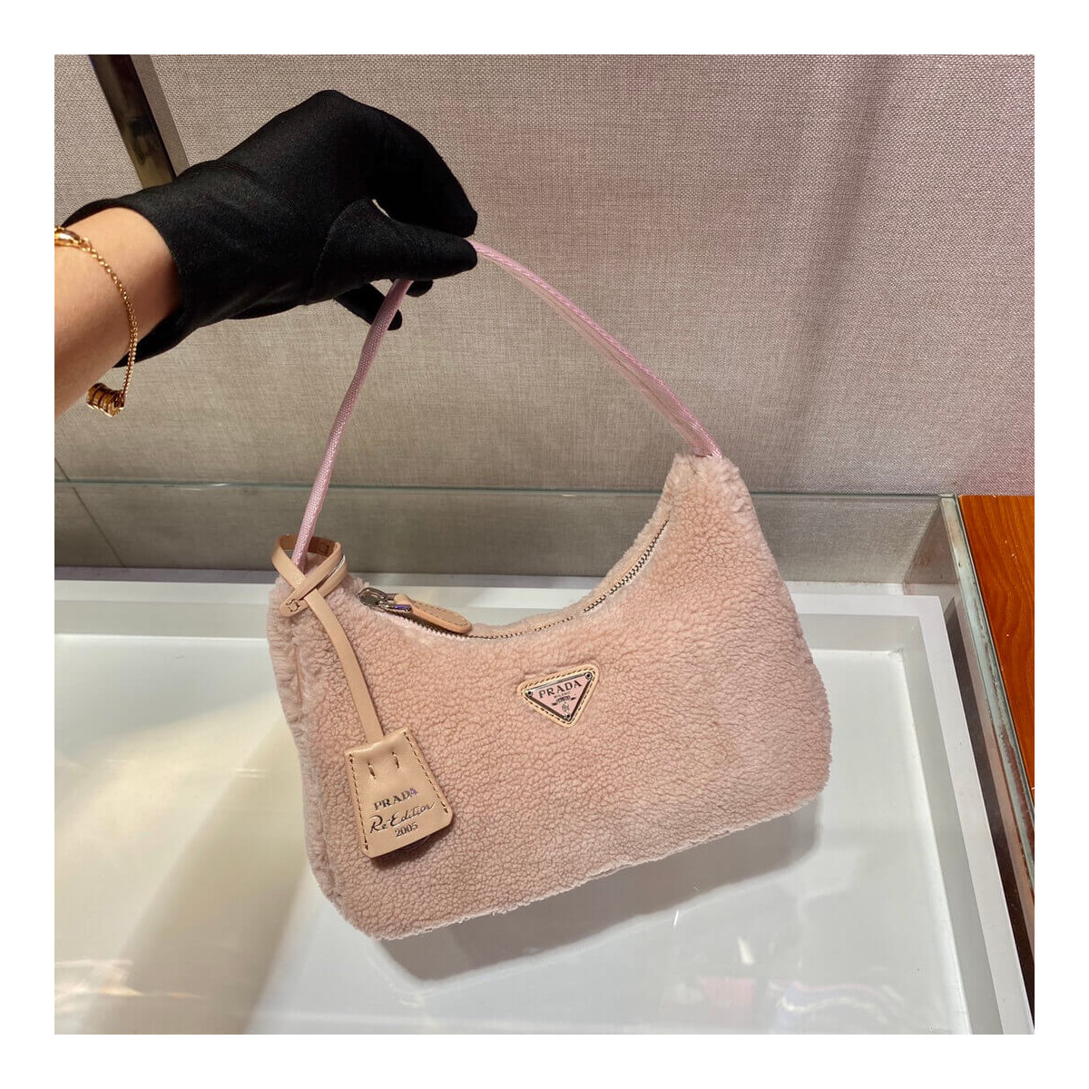 Prada Re-Edition 2000 Shearling Mini Bag NE515