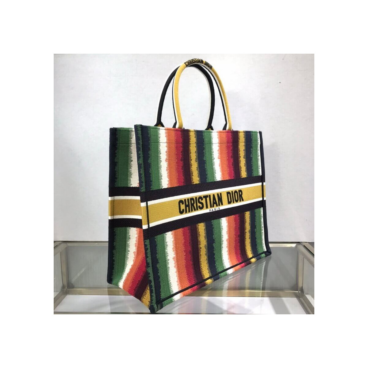 Dior Book Tote Multicolor D-Stripes Embroidery M1286