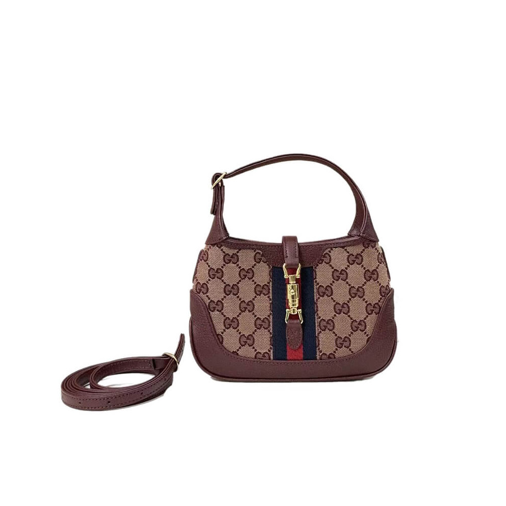 Gucci Jackie 1961 Mini Shoulder Bag 637092 in Burgundy GG Canvas