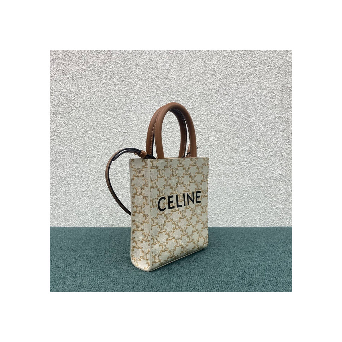 Celine Mini Vertical Cabas In Triomphe Canvas 194372 White