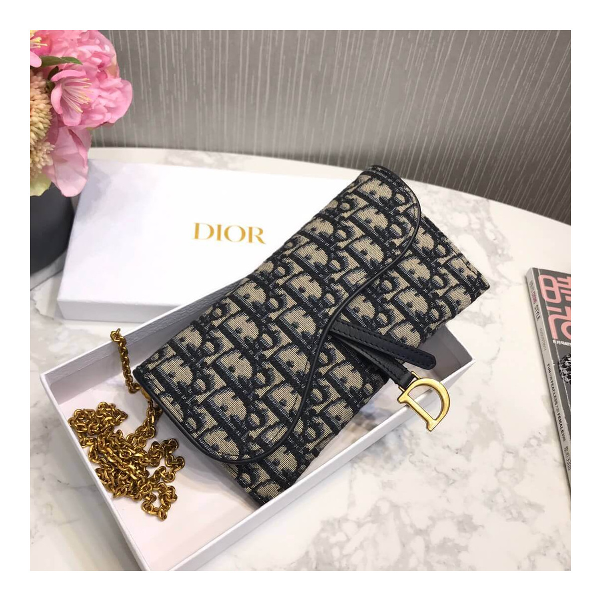 Christian Dior Saddle Long Wallet On Chain S5614