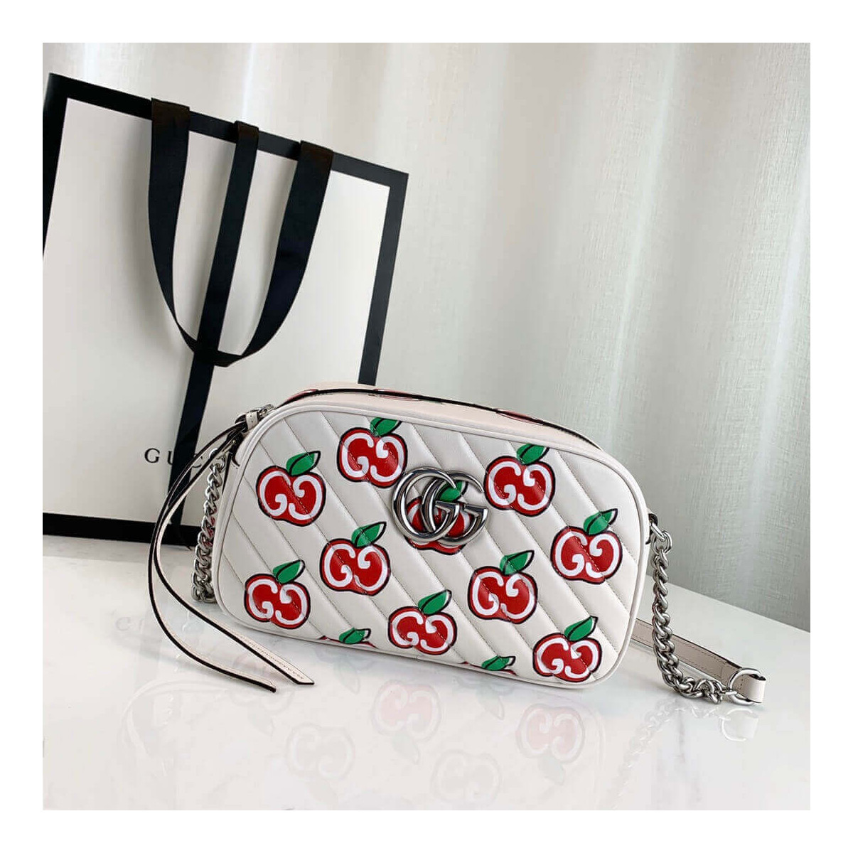 Gucci GG Apple Print GG Marmont Small Shoulder Bag 447632