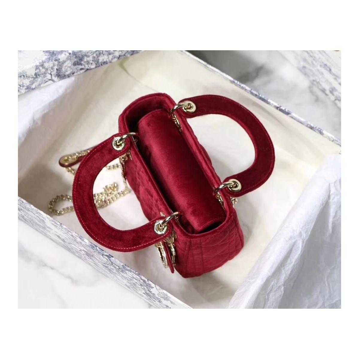 Christian Dior Velvet Mini Lady Dior Bag M505S