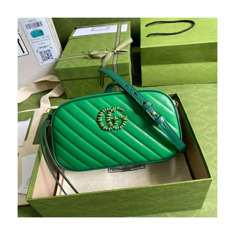 Gucci GG Marmont Small Shoulder Bag 447632 Green and Emerald Leather