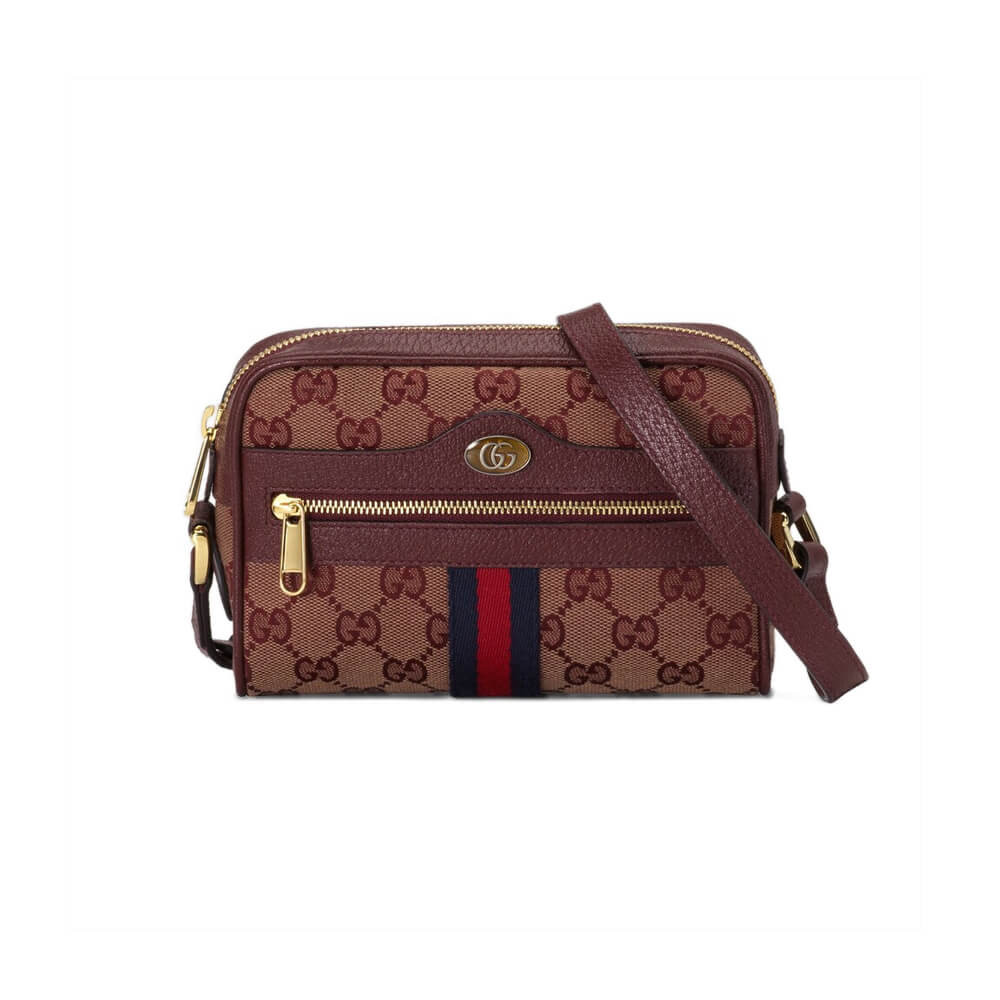 Gucci Ophidia Mini Bag With Web 517350 Burgundy