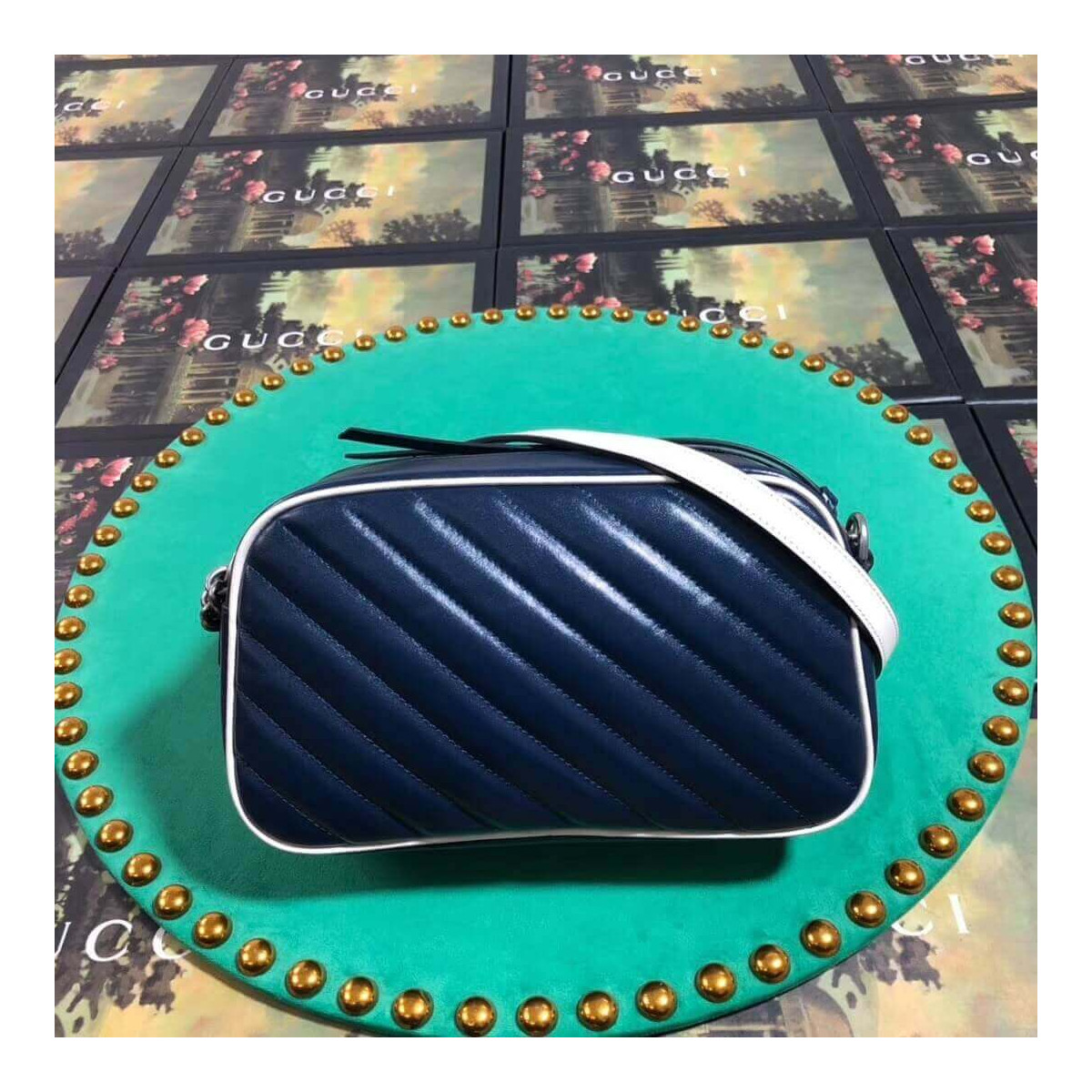 Gucci GG Marmont Small Shoulder Bag 447632 Blue