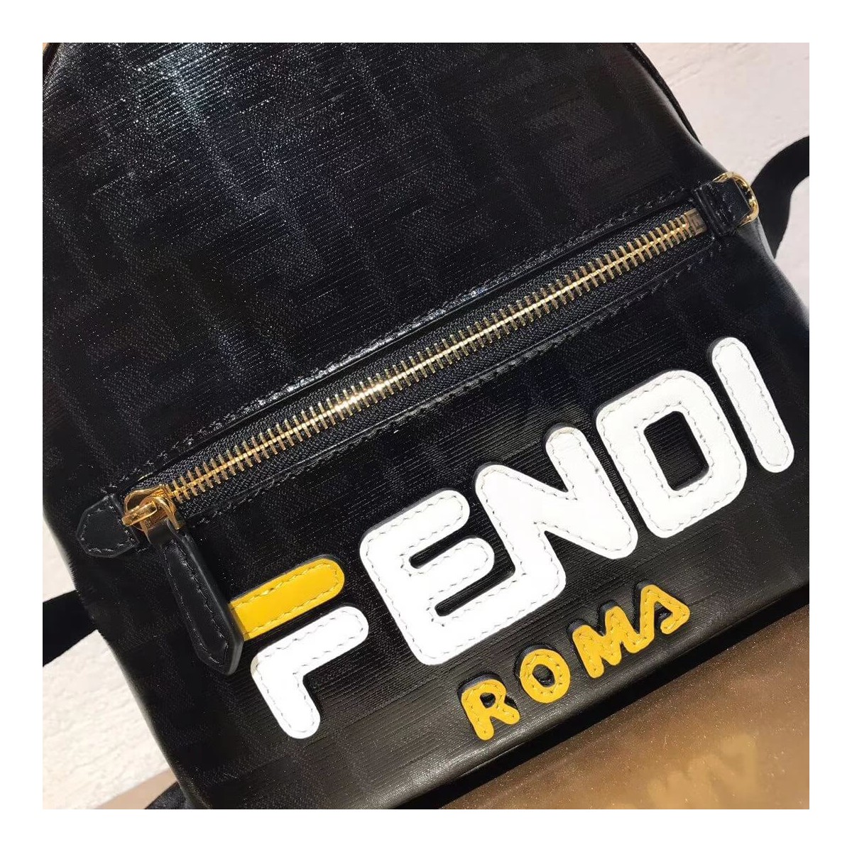 Fendi Mania Logo Zucca Coated Canvas Backpack 8BZ038