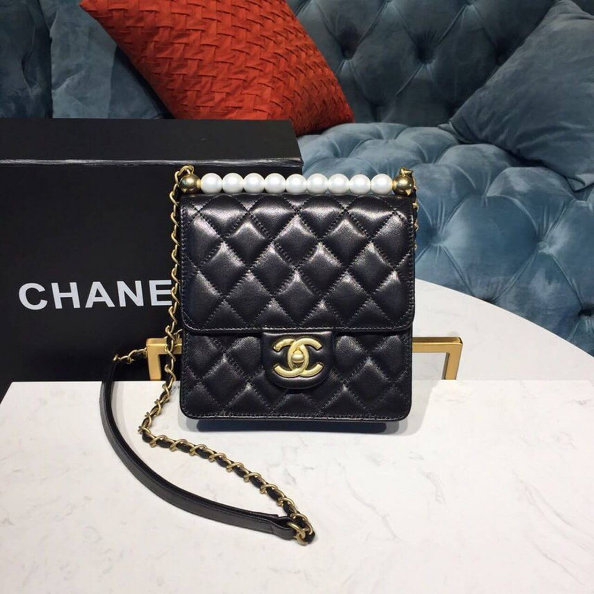 Chanel Small Pearl Chain Flap Bag AS0584