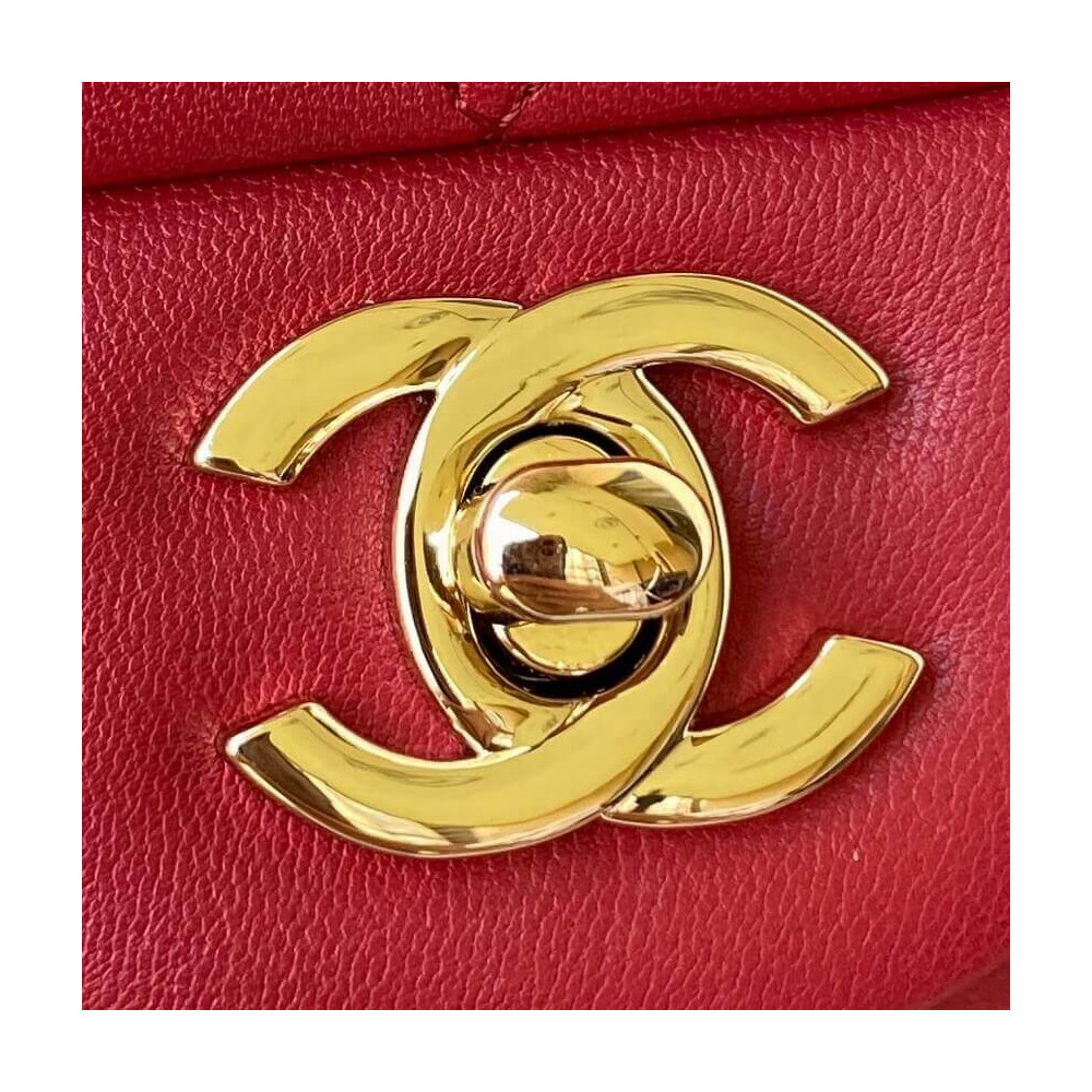 Chanel Mini Flap Bag With Top Handle AS2431 in Iridescent Lambskin