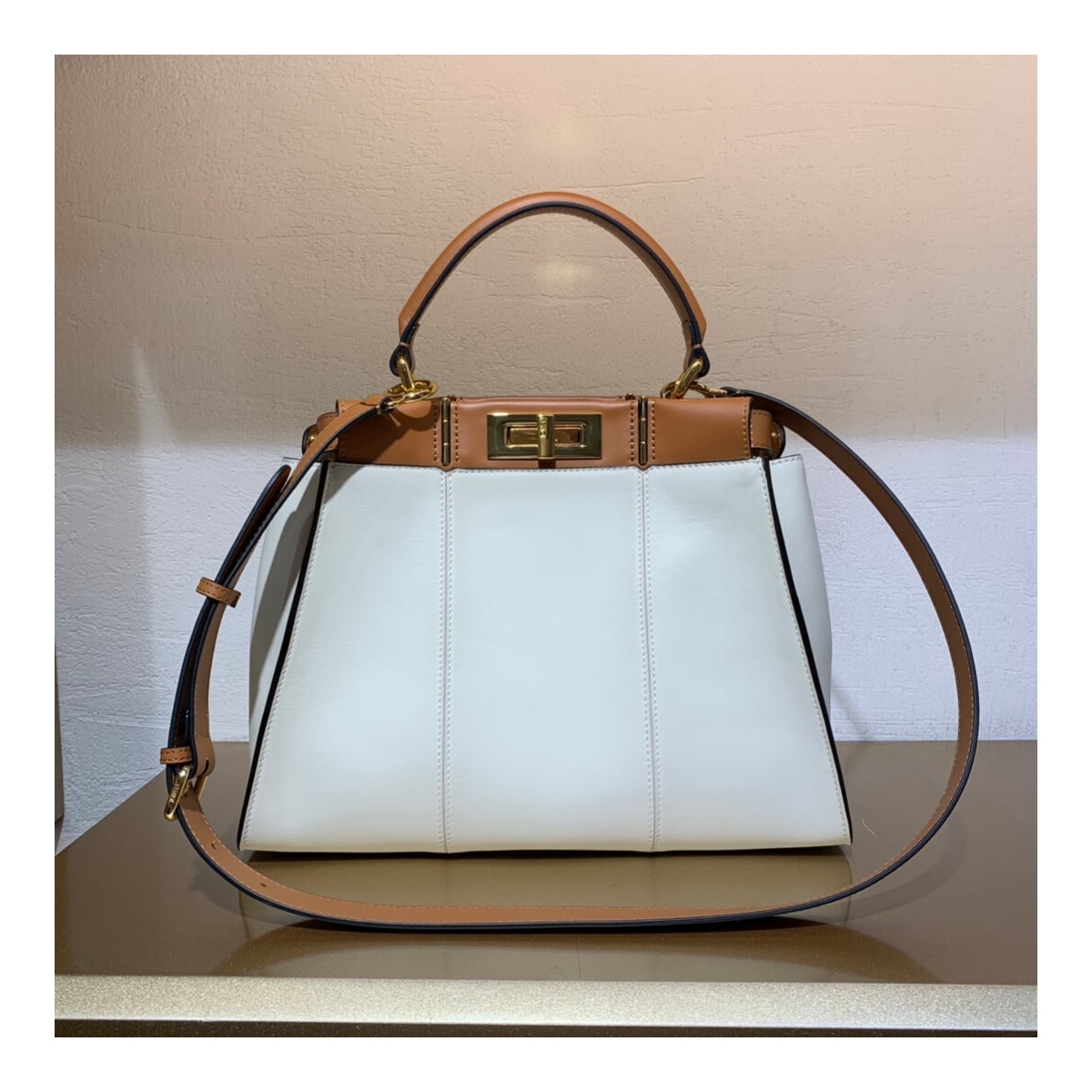 Fendi Peekaboo Iconic Medium Leather Bag 8BN290 White