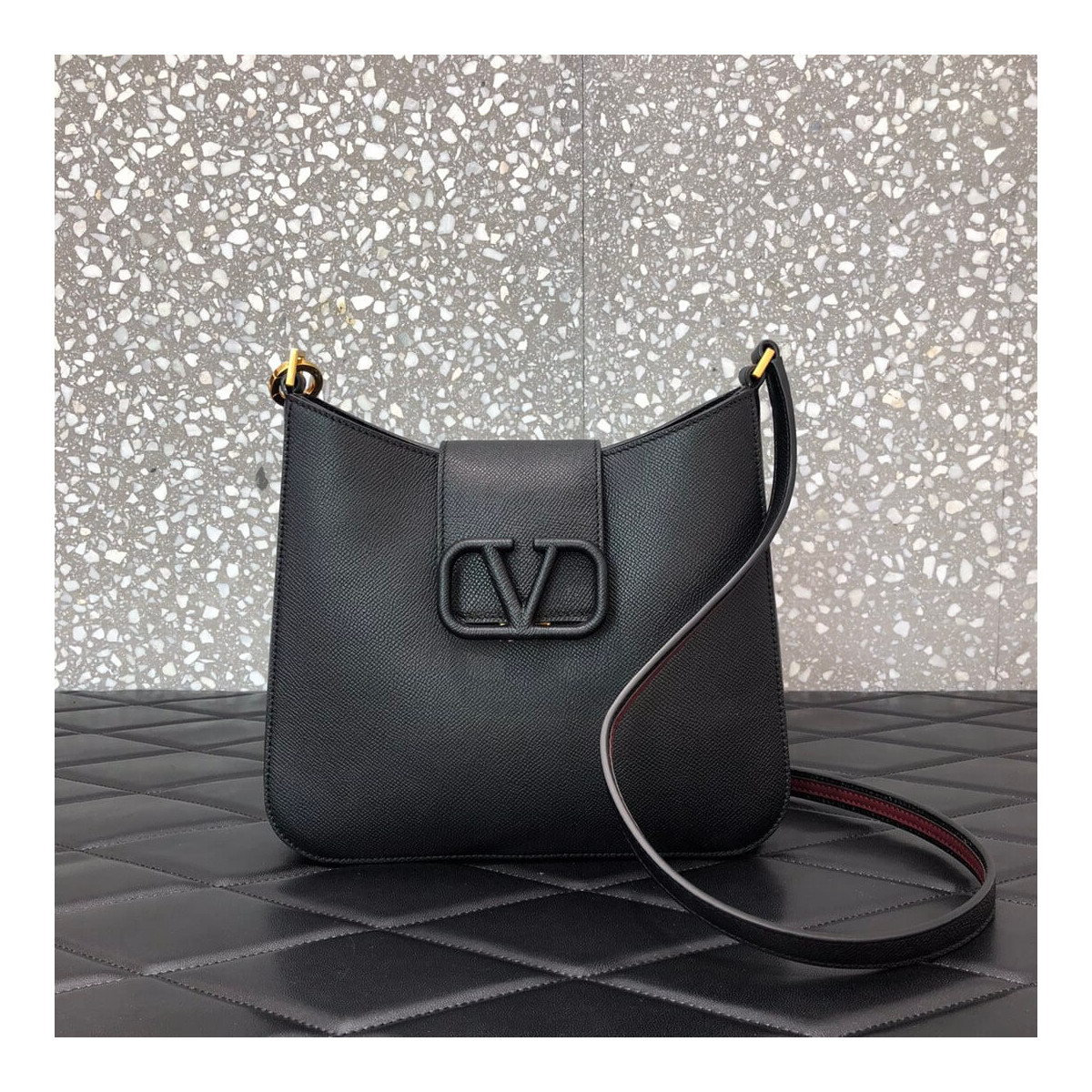 Valentino V-Sling Small Grained-Leather Shoulder Bag 0017