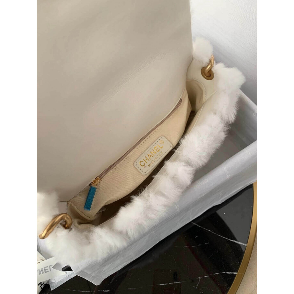 Chanel Shearling Lambskin Flap Bag AS2240