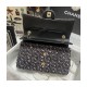 Chanel Classic Flap Bag in Navy Blue &amp; Multicolor Glittered Tweed 1112