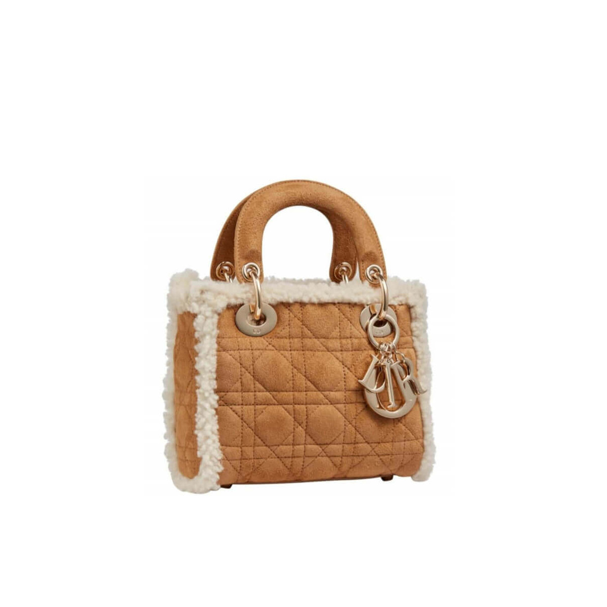 Mini Lady Dior Bag in Camel-Colored Shearling M0505