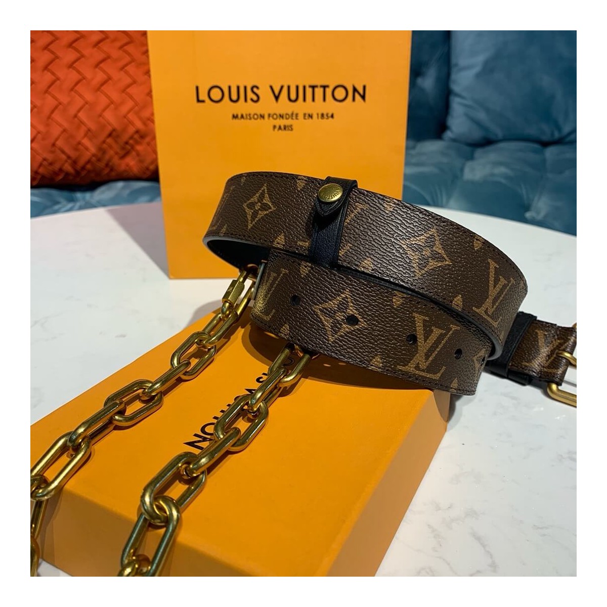 Louis Vuitton Signature Chain 35mm Belt M0180T