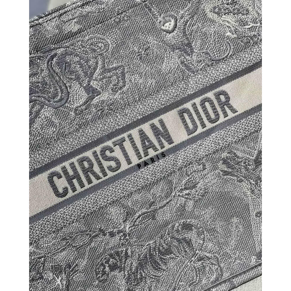 Christian Dior Book Tote Grey Toile De Jouy Bag M1286