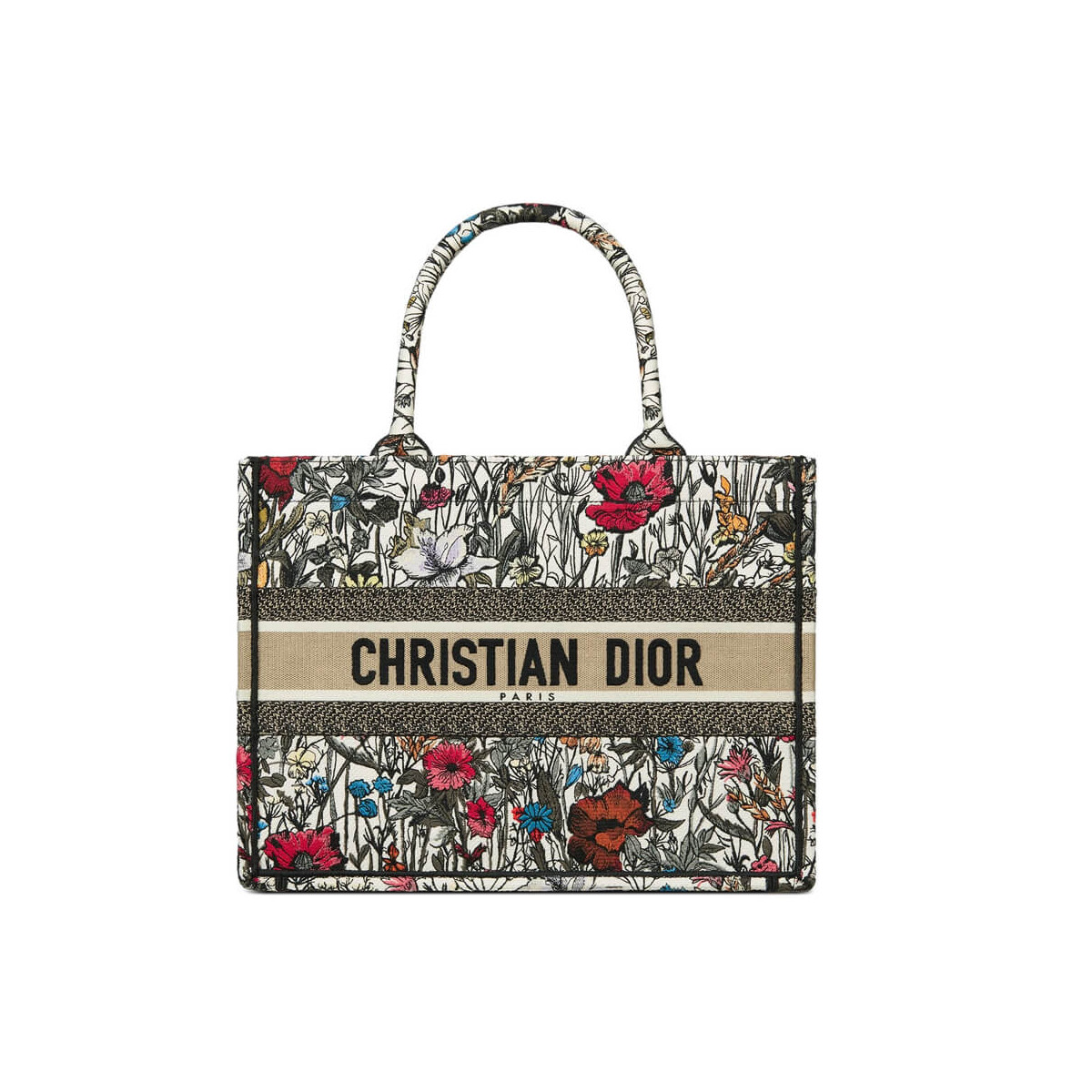 Dior Small Book Tote Multicolor Mille Fleurs Embroidery M1296