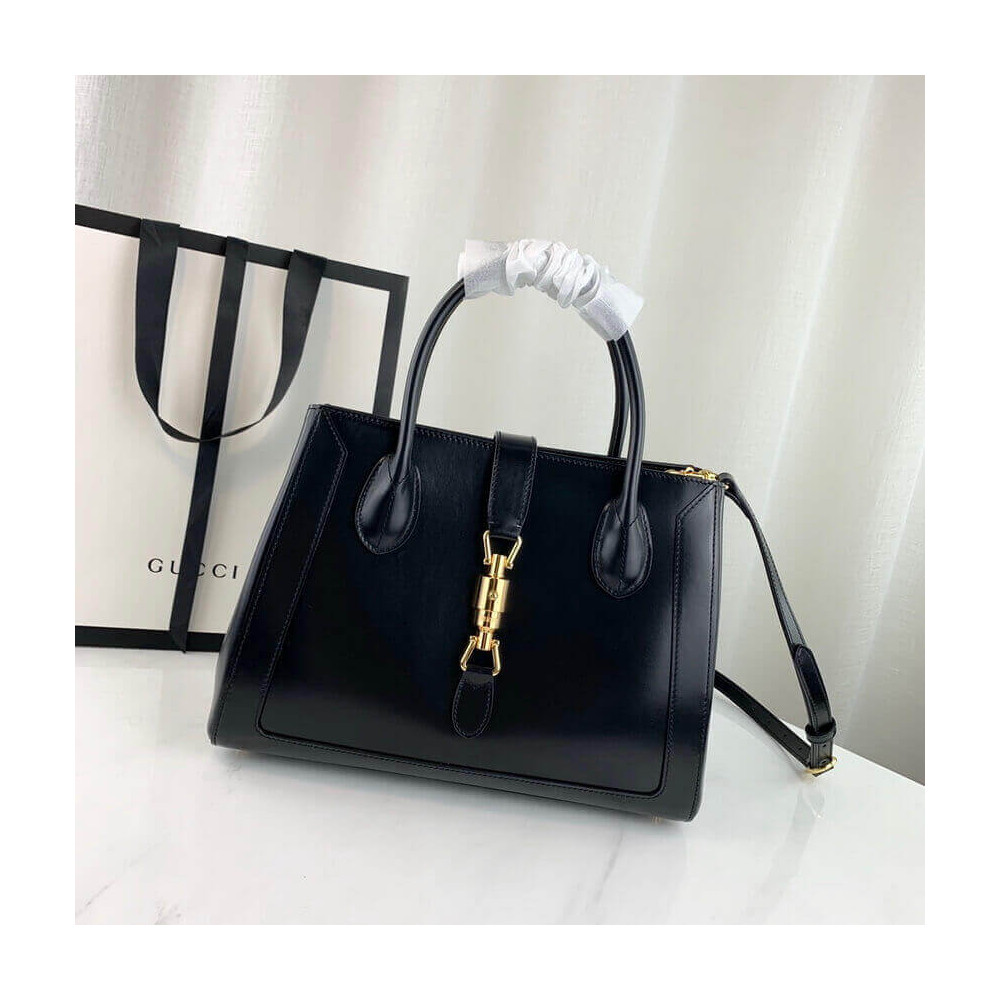 Gucci Jackie 1961 Medium Tote Bag in Black Leather 649016