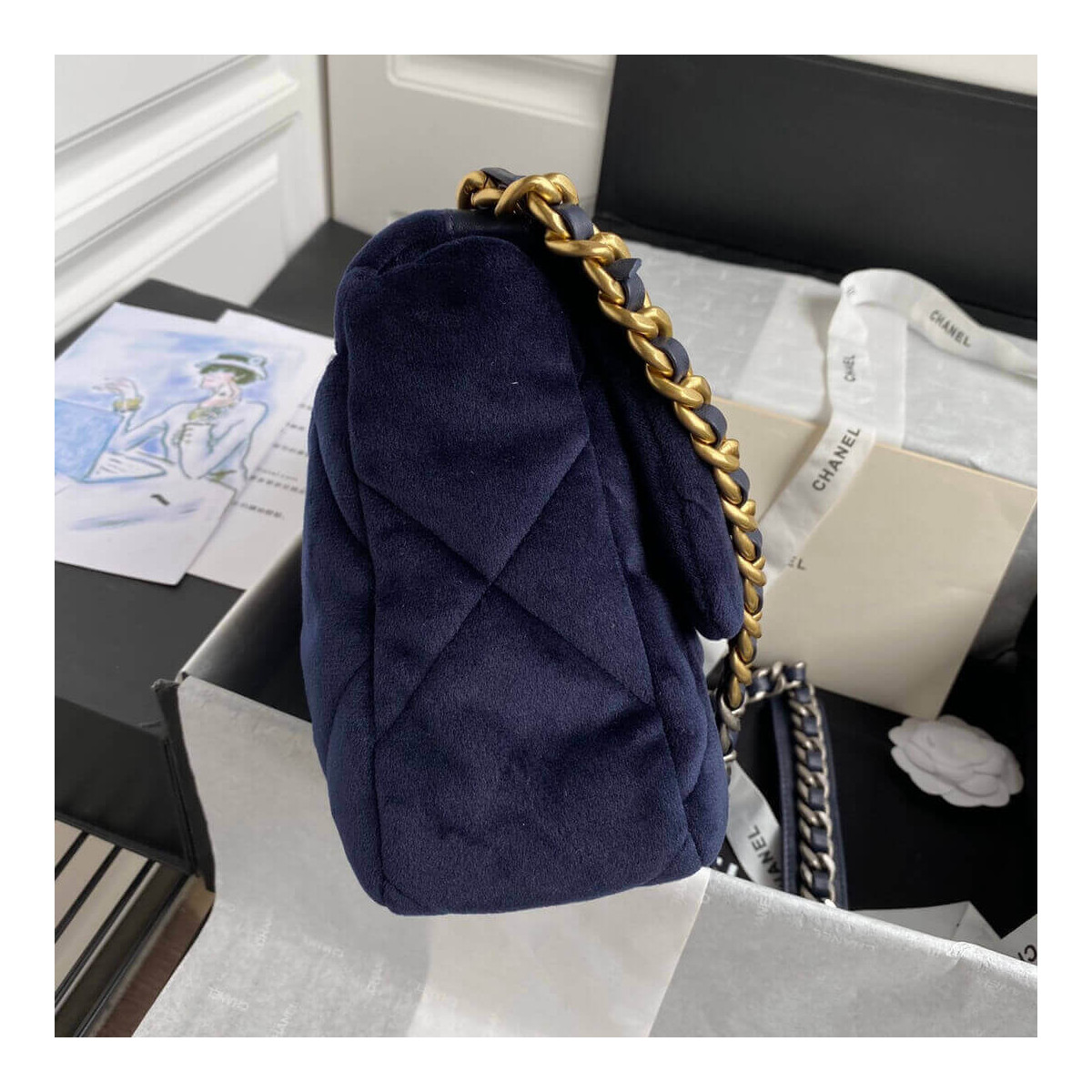 Chanel 19 Large Velvet Flap Bag AS1161