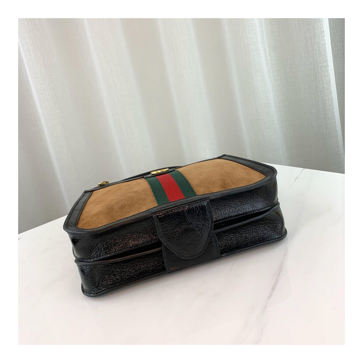 Gucci Ophidia Web Suede Saddle Bag 523658