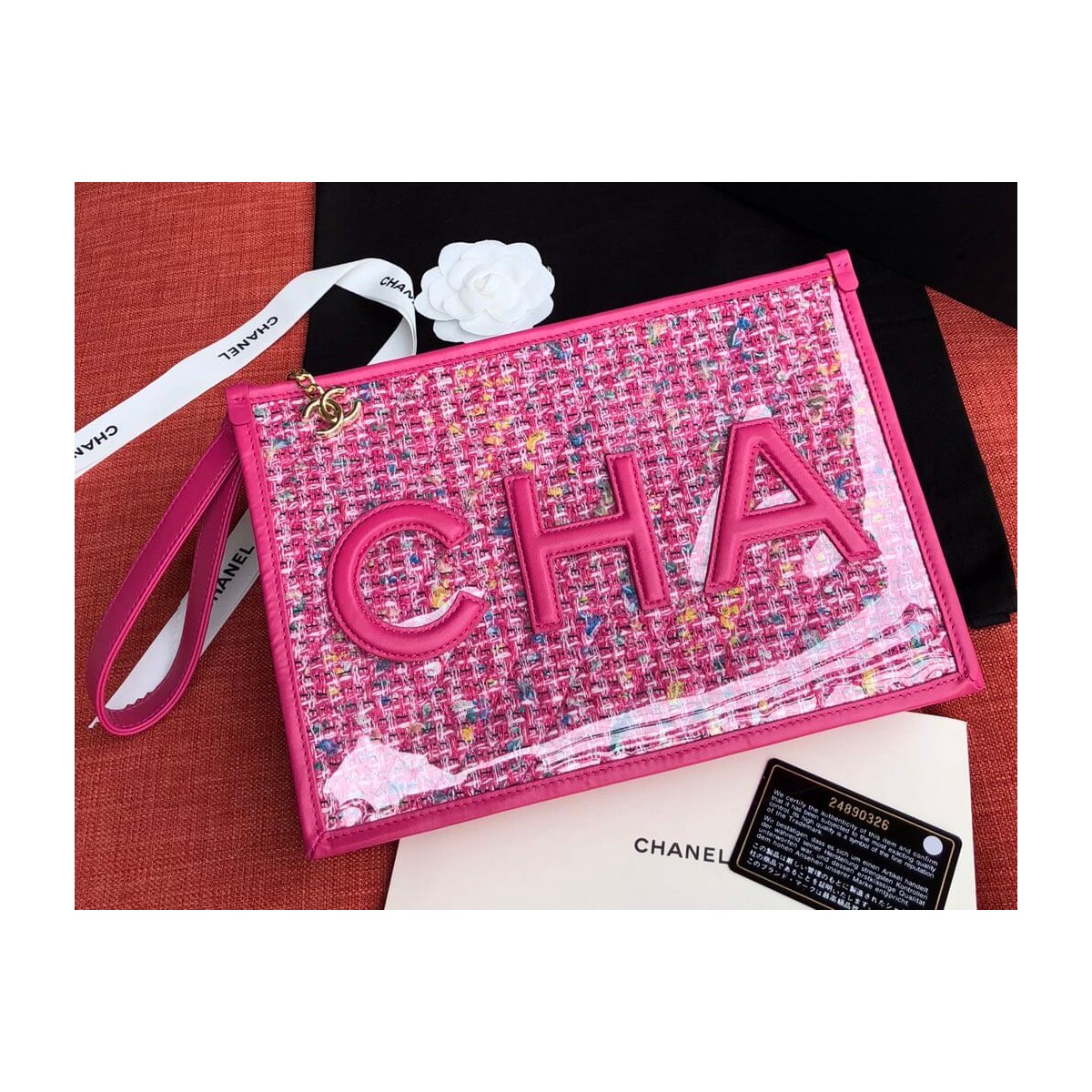 Chanel Large Tweed PVC Logo Pouches AP0360