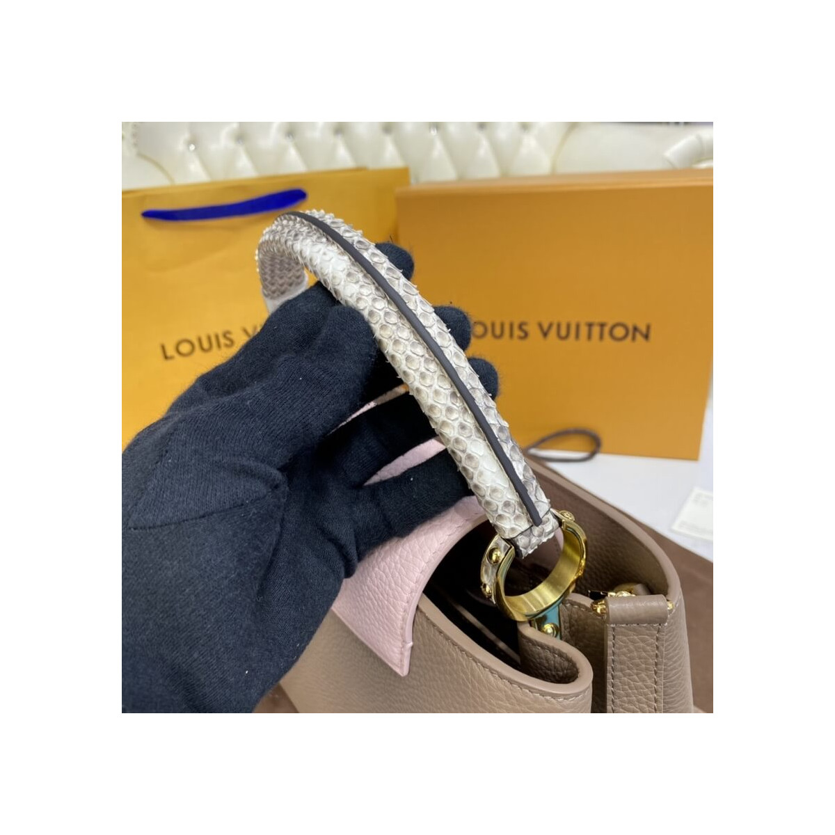 Louis Vuitton Taurillon Leather and Python Capucines MM