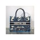 Dior Small Book Tote in Blue Palms Embroidery M1296