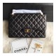 Chanel Lambskin 30cm Classic Flap Bag A1113 Black