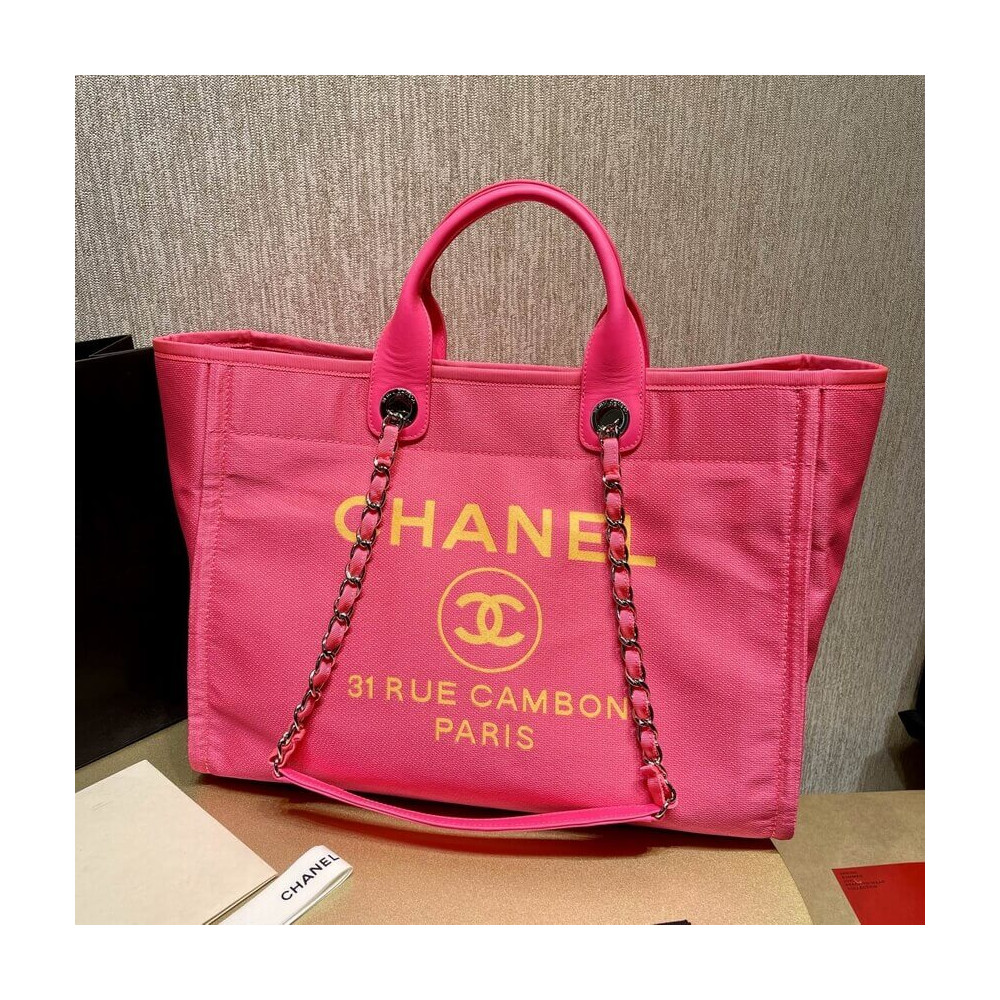 Chanel 21S Deauville Peachblow Yellow Large Shopping Bag A66941