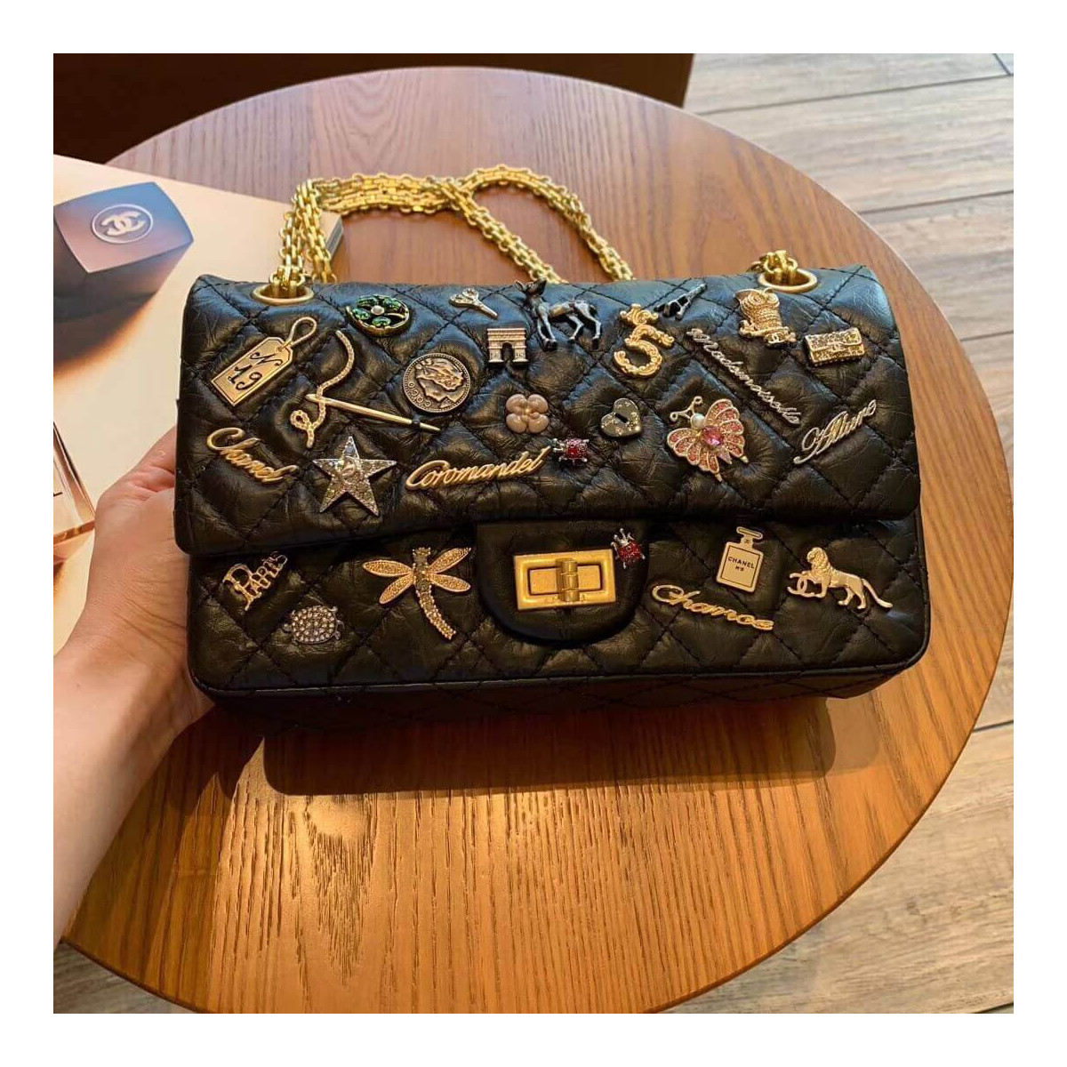 Chanel Aged Calfskin Lucky Charms 2.55 Reissue 225 Flap Black