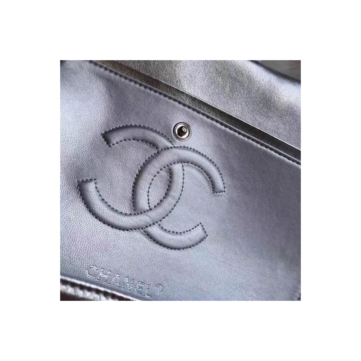 Chanel 1112 Silver Medium Size 2.55 Lambskin Leather Flap Bag