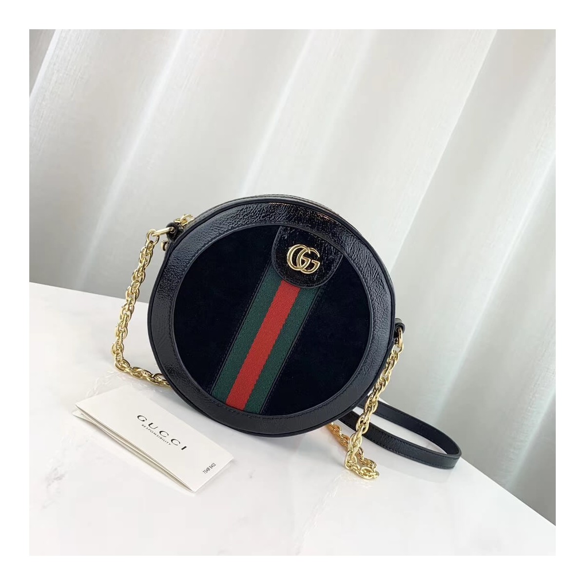 Gucci Suede Ophidia Mini Round Shoulder Bag 550618