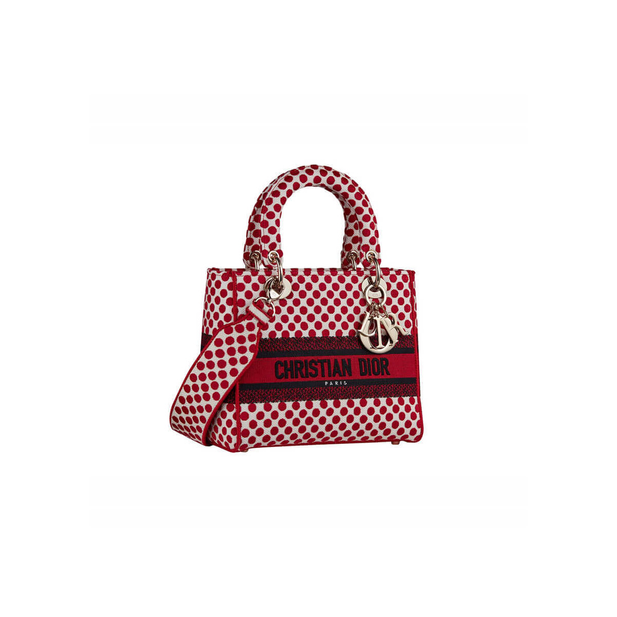 Dior Medium Lady D-Lite Dioramour Bag in Dots Embroidery M0565