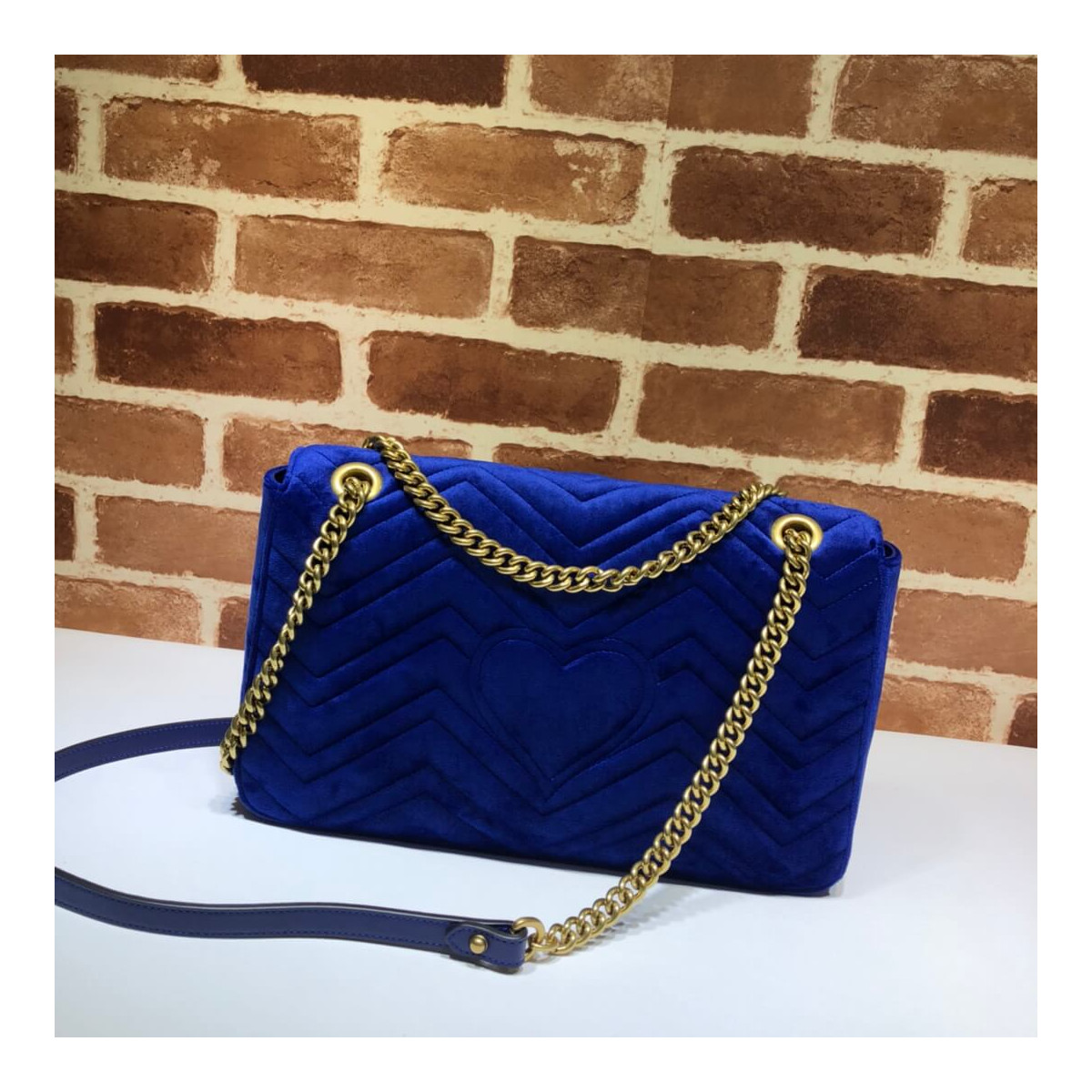 Gucci GG Marmont Velvet Small Shoulder Bag 443496 Blue