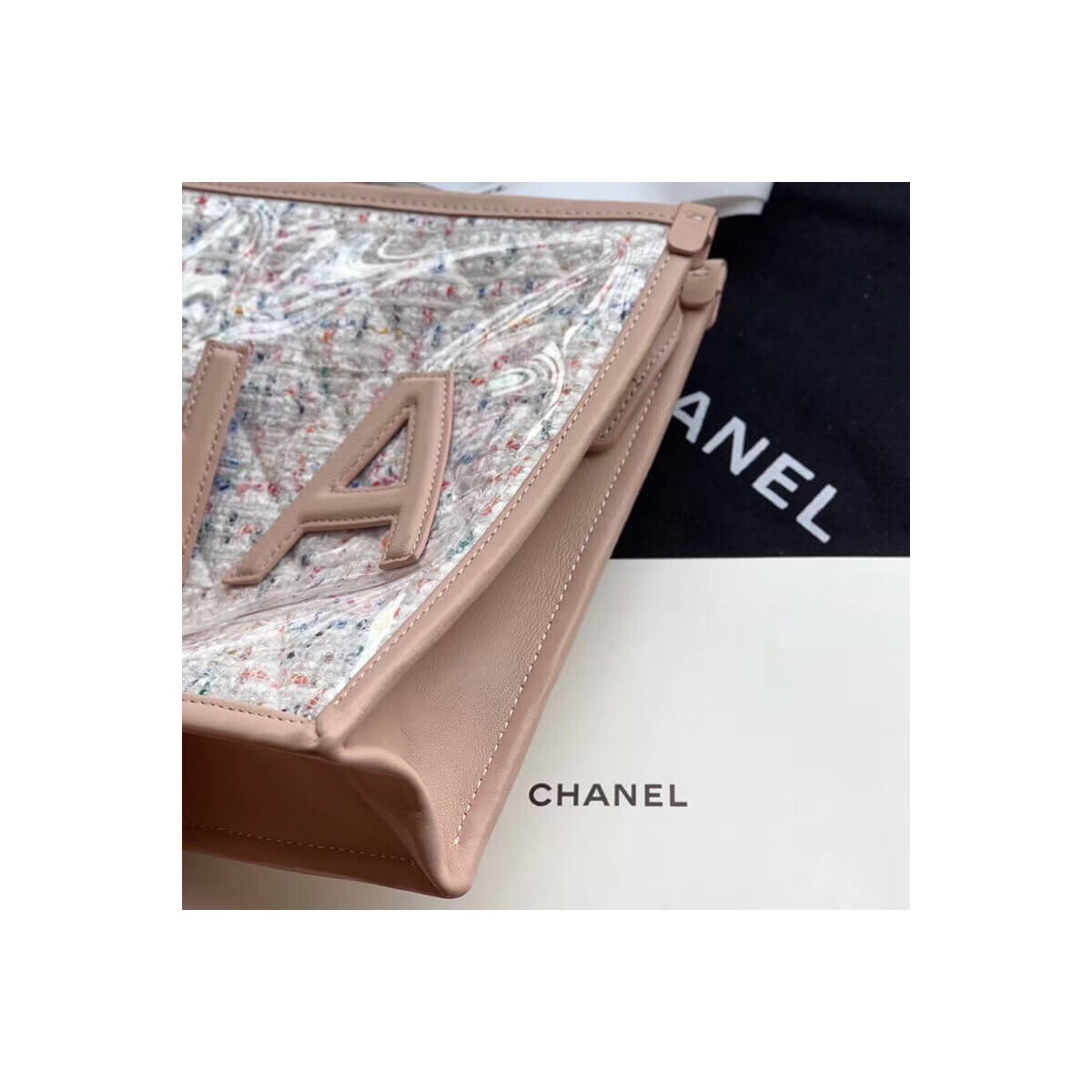 Chanel Large Tweed PVC Logo Pouches AP0360