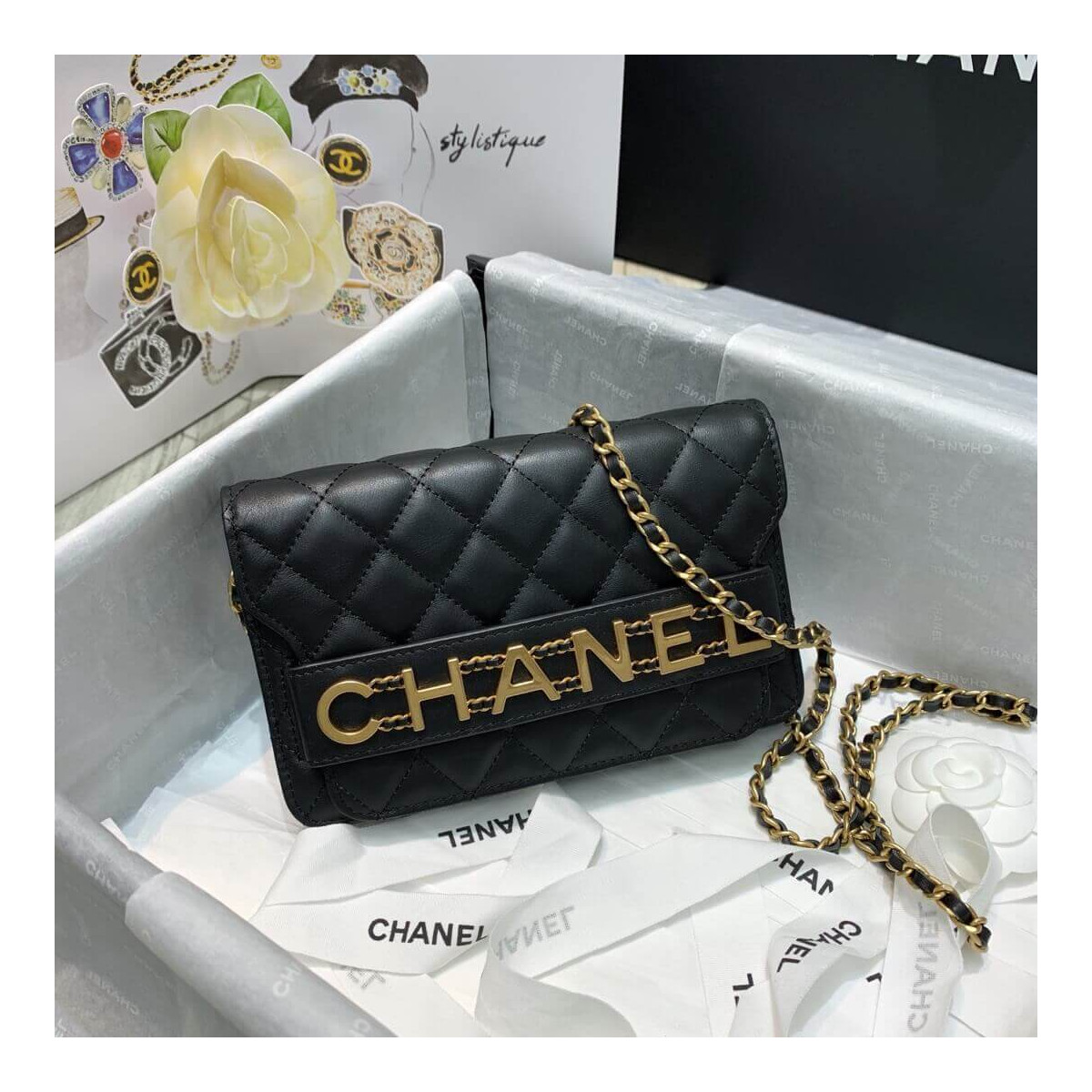 Chanel Front Logo 19cm Flap Bag 88826